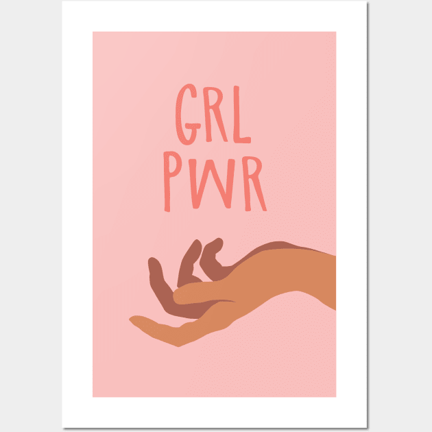 GRL PWR Girl Power Feminist Illustration Wall Art by Inogitna Designs